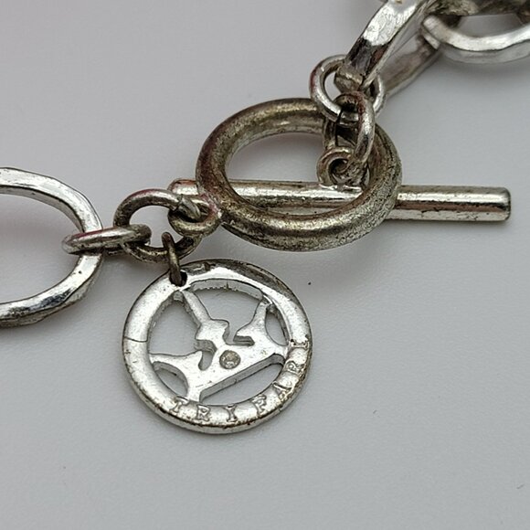 Crown Trifari Silver Tone Heavy Woven Chain Statement Necklace 31" Toggle Clasp - Picture 4 of 6